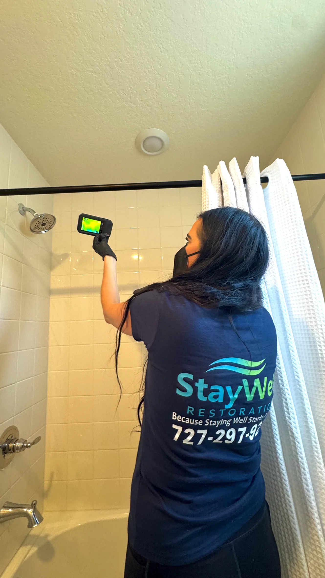 Bathroom moisture inspection using infrared tool